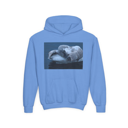 Youth Hoodie with Sleeping Swan Photo — Cozy Wildlife Sweatshirt