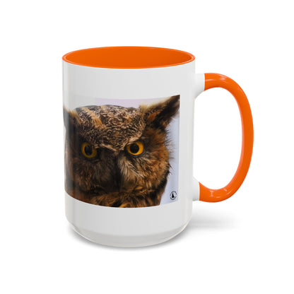Owl Accent Coffee Mug – Realistic Great Horned Owl Photo (11/15 oz)