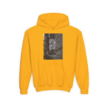 Owl Portrait Youth Hoodie — Realistic Forest Owl Graphic