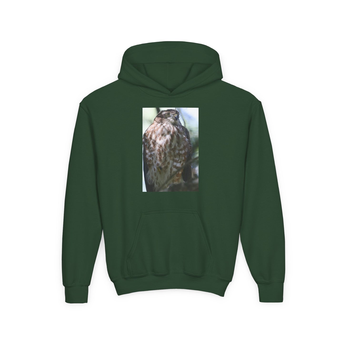 Youth Owl Hoodie – Photoreal Hawk Owl Print Kids' Hooded Sweatshirt