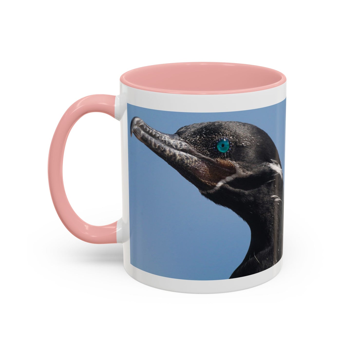 Cormorant Accent Coffee Mug — Blue Bird Portrait Ceramic Tea Cup (11/15oz)