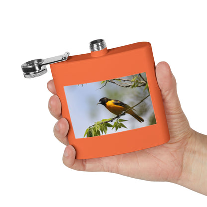 6oz Bird Photo Stainless Steel Flask — Baltimore Oriole Nature Gift