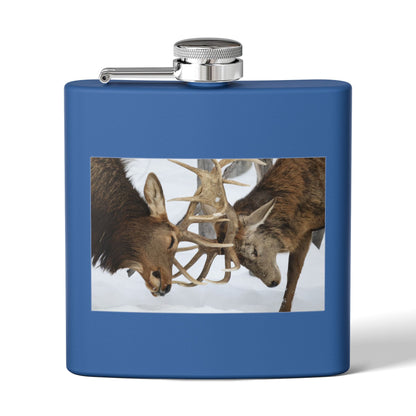 6oz Stainless Steel Flask – Fighting Bucks Wildlife Photo Hip Flask
