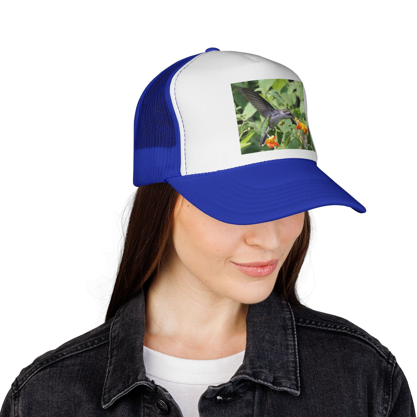 Hummingbird Photo Trucker Cap — Nature Wildlife Mesh Hat