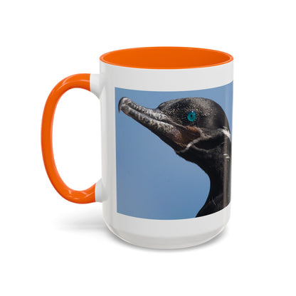Cormorant Accent Coffee Mug — Blue Bird Portrait Ceramic Tea Cup (11/15oz)