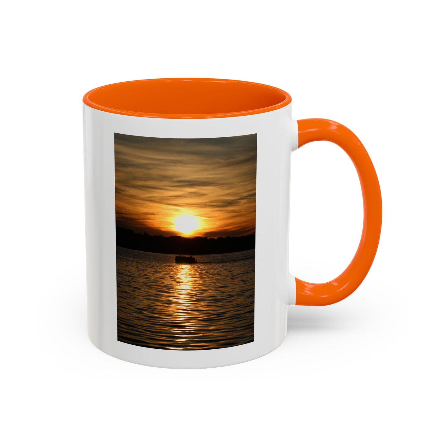 Sunset Lake Photo Accent Coffee Mug — Golden Sunset Reflection (11/15oz)