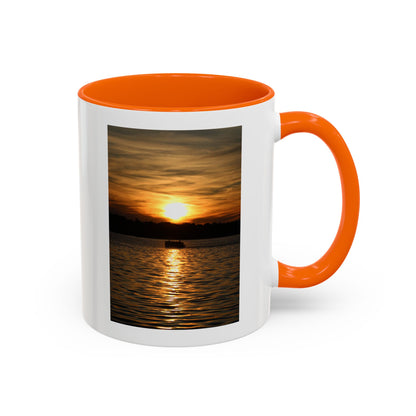 Sunset Lake Photo Accent Coffee Mug — Golden Sunset Reflection (11/15oz)