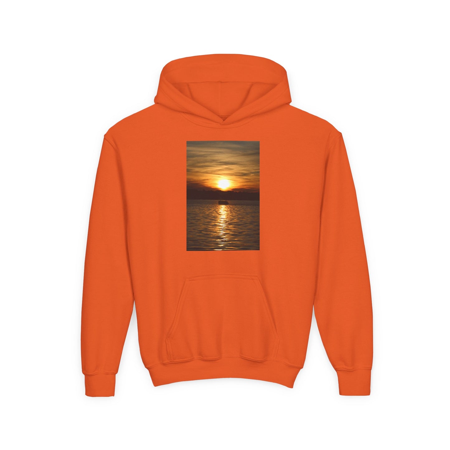 Youth Hoodie with Golden Sunset Photo - Beach Vibes Kids Pullover