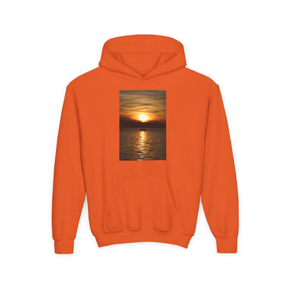 Youth Hoodie with Golden Sunset Photo - Beach Vibes Kids Pullover