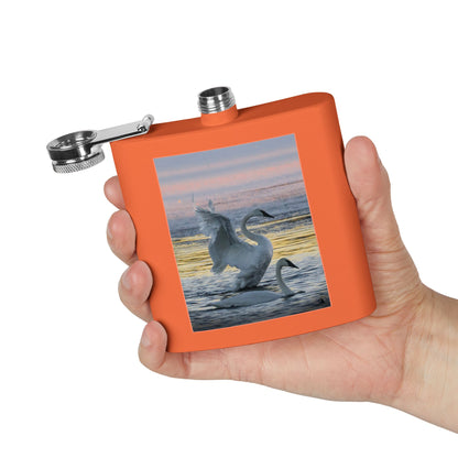 Swan Sunset Stainless Steel Flask — 6oz Travel Hip Flask
