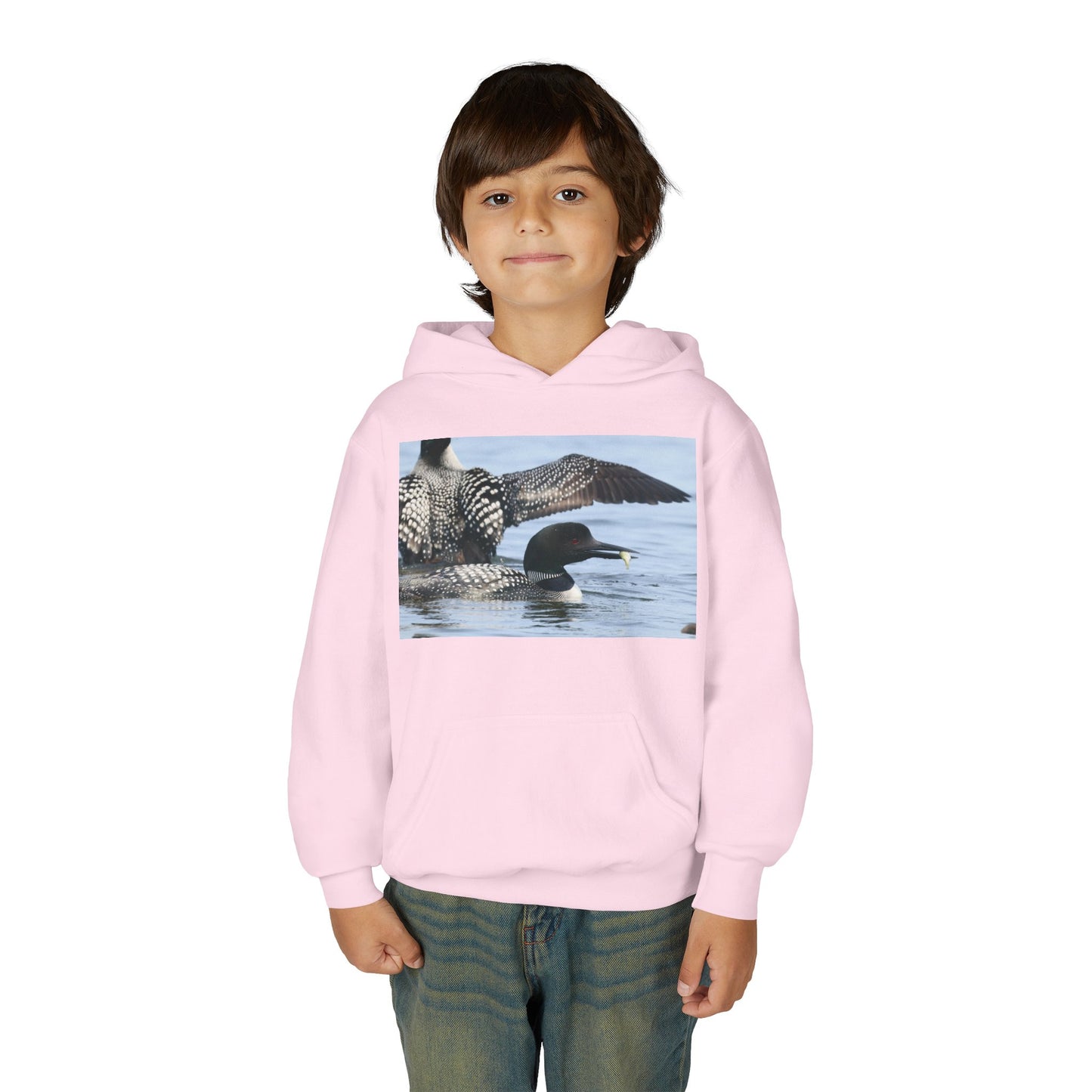 Loon Lake Youth Hoodie — Scenic Common Loon Wildlife Photo