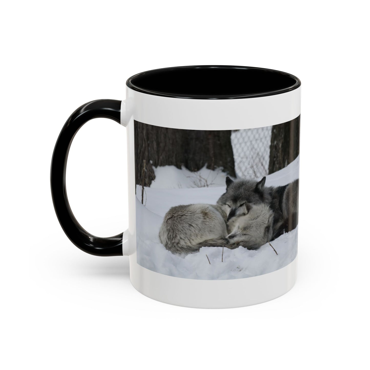 Wolf Pair Accent Coffee Mug – Winter Wildlife Photo Mug (11/15 oz)