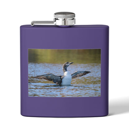 6oz Stainless Steel Flask with Diving Loon Photo – Wildlife Outdoors Gift
