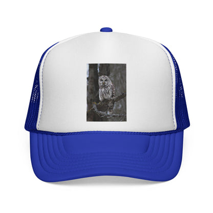 Owl Photo Trucker Cap — Rustic Forest Wildlife Hat