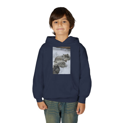 Sleeping Foxes Youth Hoodie | Wildlife Photography, Snow Scene