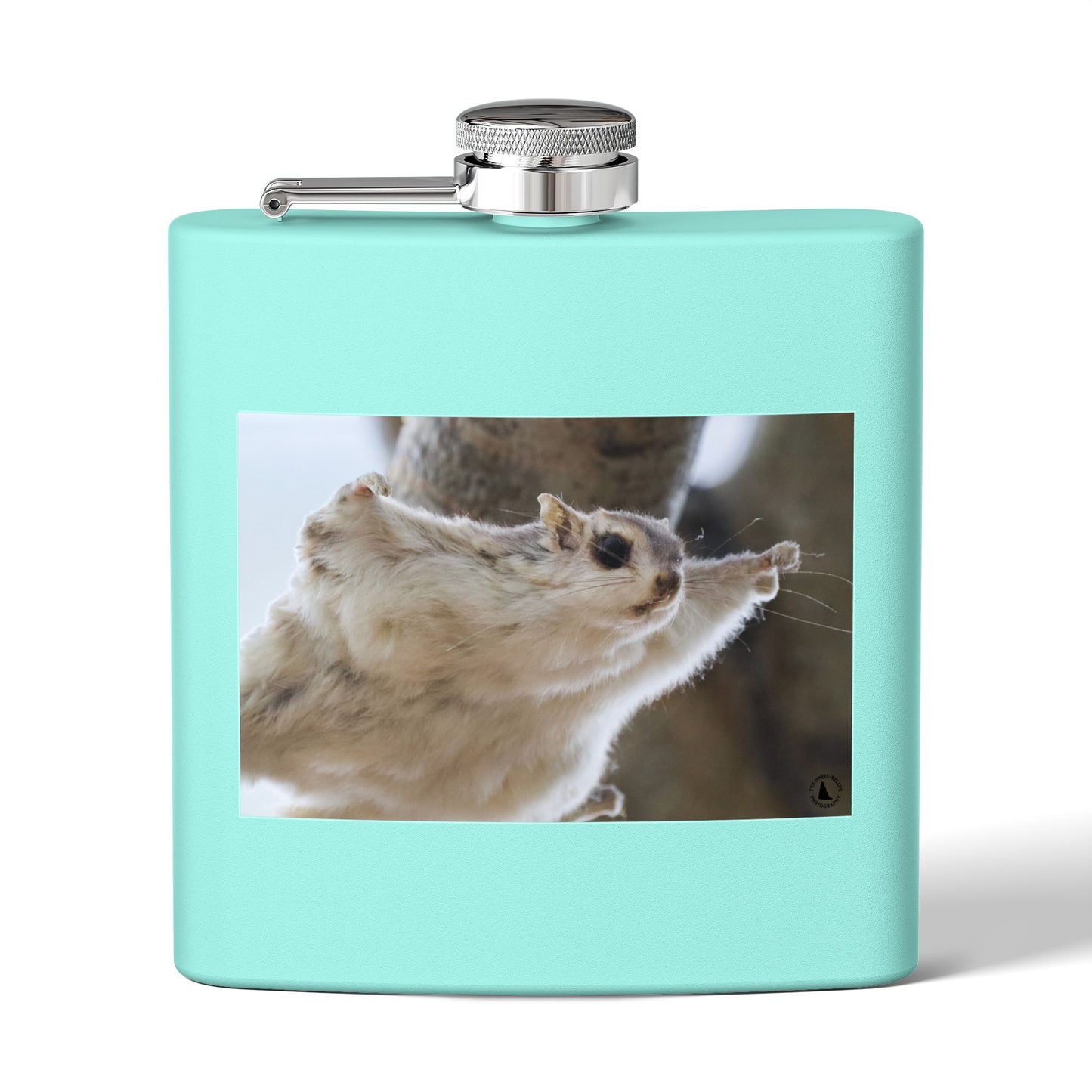 Squirrel Stretch Photo Flask — 6oz Stainless Steel Pocket Flask