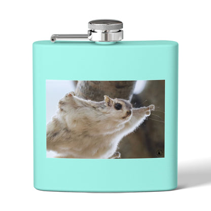 Squirrel Stretch Photo Flask — 6oz Stainless Steel Pocket Flask