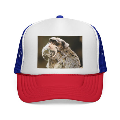 Emperor Tamarin Trucker Hat – Cute Monkey Photo Cap for Animal Lovers