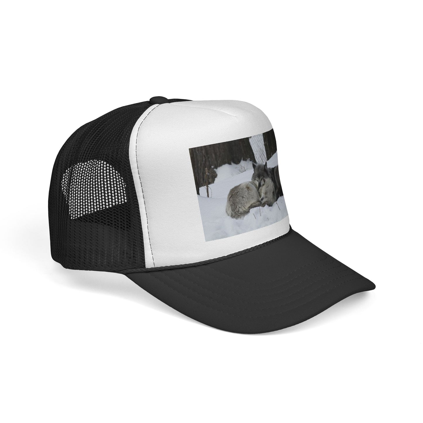 Wolf Pack Trucker Cap — Sleeping Wolves Winter Scene