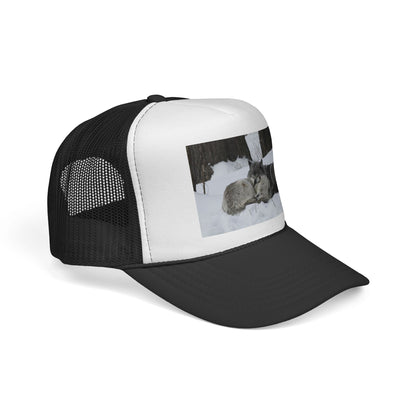 Wolf Pack Trucker Cap — Sleeping Wolves Winter Scene
