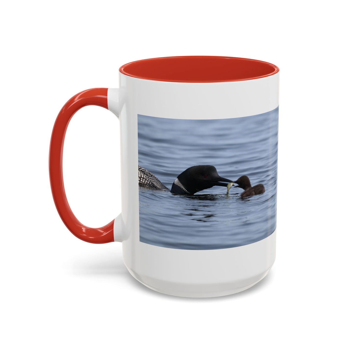 Loon Family Accent Coffee Mug — Scenic Lake Bird Photography (11/15oz)