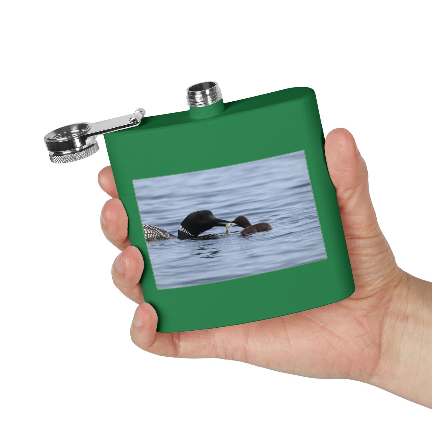 Loon Family 6oz Stainless Steel Flask — Nature Wildlife Gift