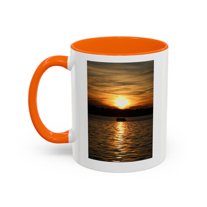 Sunset Lake Photo Accent Coffee Mug — Golden Sunset Reflection (11/15oz)