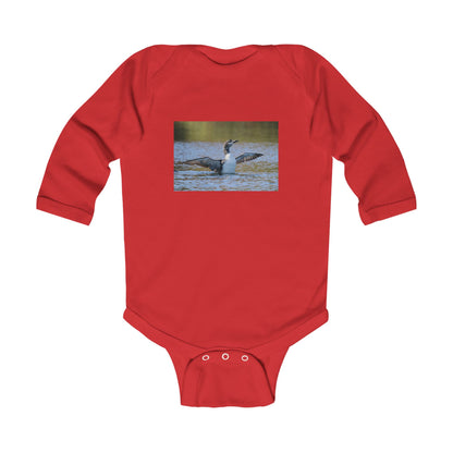 Baby Long-Sleeve Bodysuit with Loon Photo – Nature-Inspired Infant Onesie
