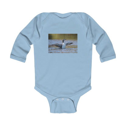 Baby Long-Sleeve Bodysuit with Loon Photo – Nature-Inspired Infant Onesie