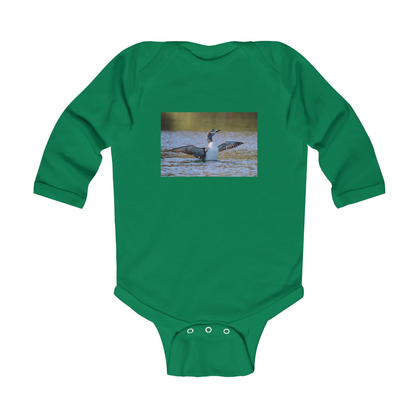 Baby Long-Sleeve Bodysuit with Loon Photo – Nature-Inspired Infant Onesie