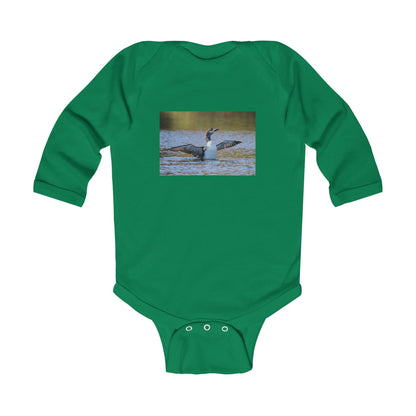 Baby Long-Sleeve Bodysuit with Loon Photo – Nature-Inspired Infant Onesie