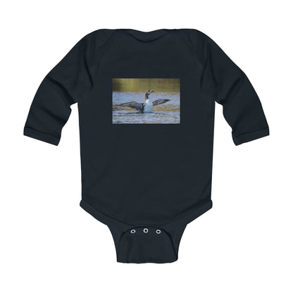 Baby Long-Sleeve Bodysuit with Loon Photo – Nature-Inspired Infant Onesie