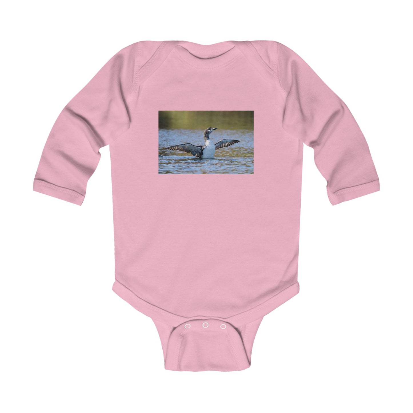 Baby Long-Sleeve Bodysuit with Loon Photo – Nature-Inspired Infant Onesie