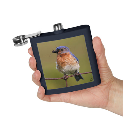 6oz Bluebird Stainless Steel Flask — Nature Photo Pocket Hip Flask