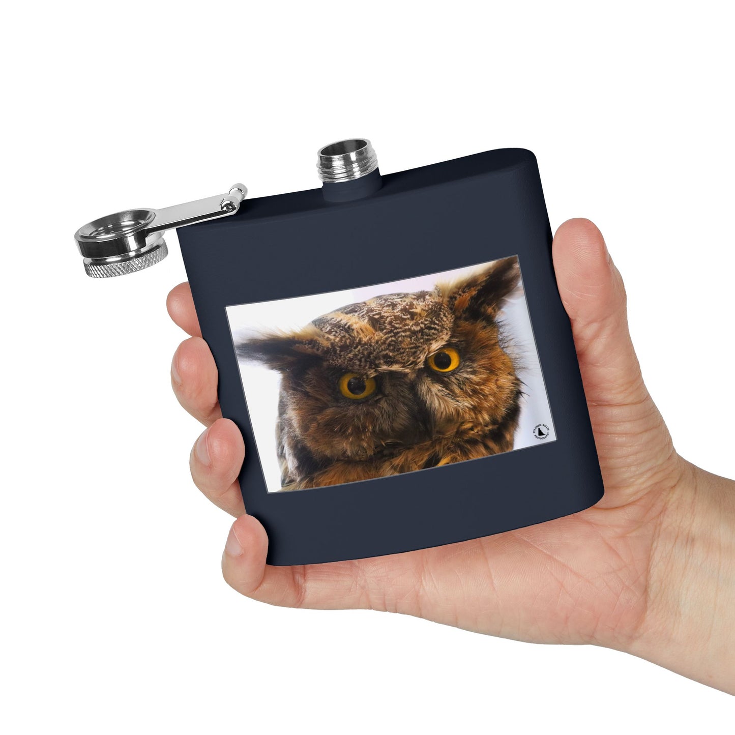 Owl Portrait Stainless Steel Flask — 6oz Wildlife Gift