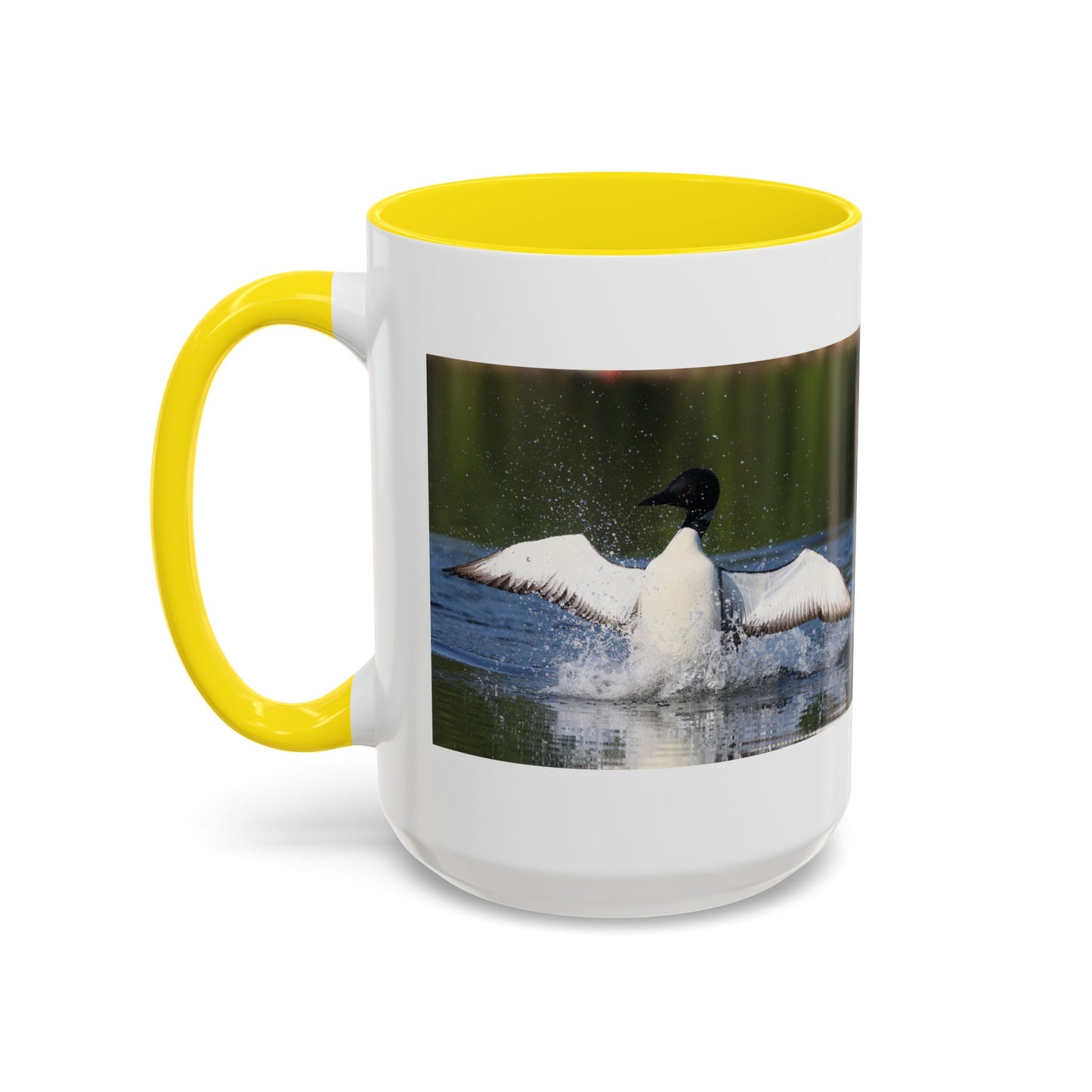 Loons Taking Off Accent Coffee Mug — Wildlife Nature Bird Lover Gift