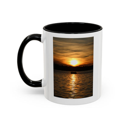 Sunset Lake Photo Accent Coffee Mug — Golden Sunset Reflection (11/15oz)