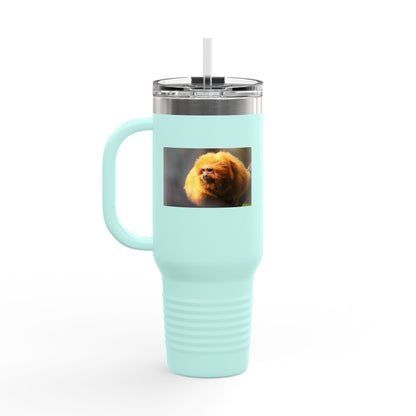 40oz Insulated Travel Mug with Cute Golden Pomeranian Photo