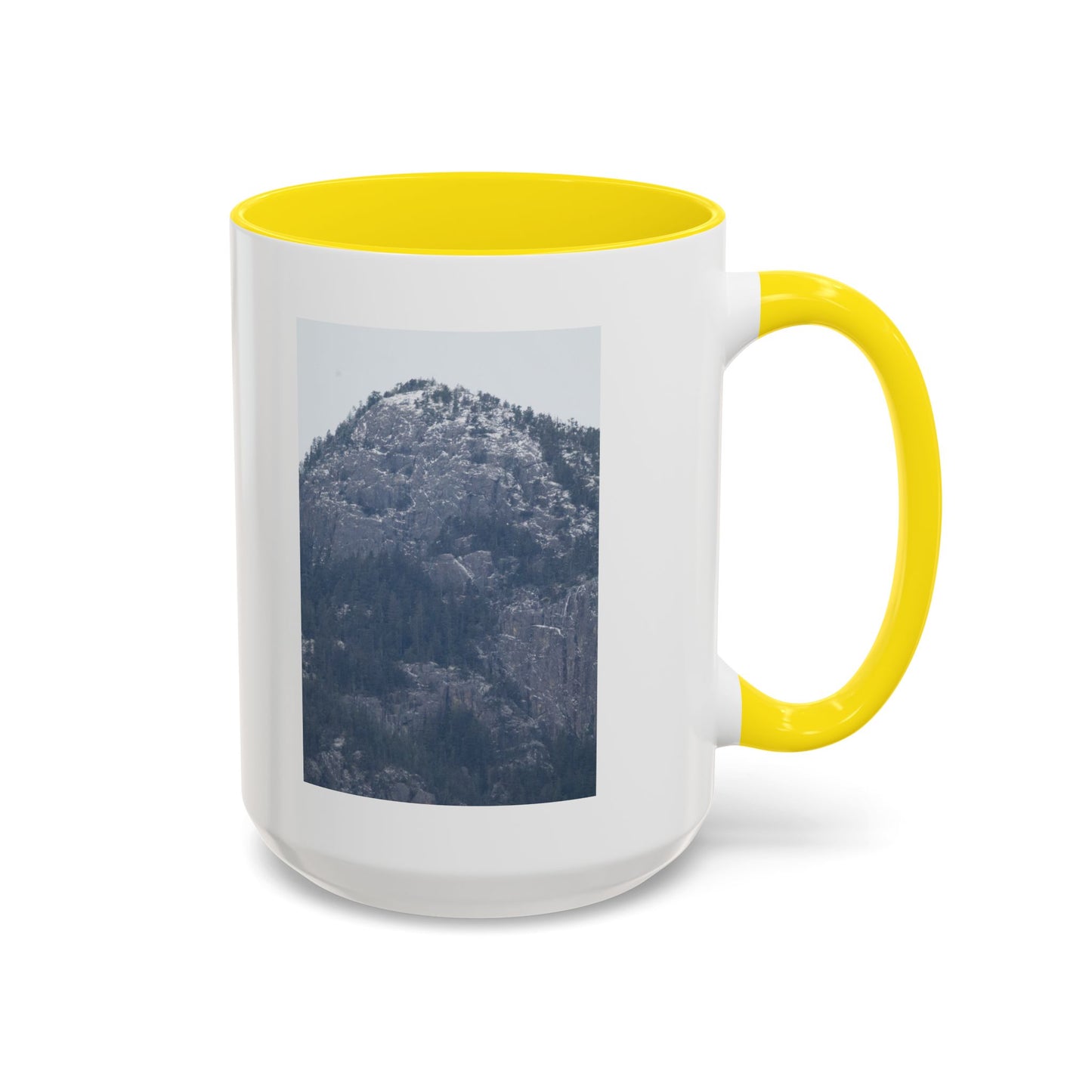 Mountain Peak Accent Coffee Mug – Snowy Forest Photo 11oz/15oz