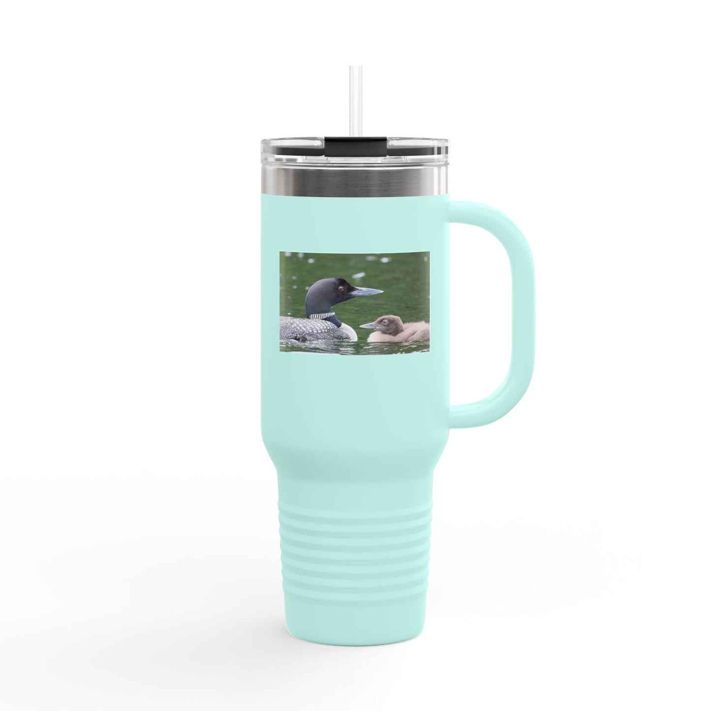 40oz Insulated Travel Mug with Duck and Duckling Photo