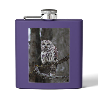 6oz Stainless Flask with Barred Owl Photo – Wildlife Nature Gift