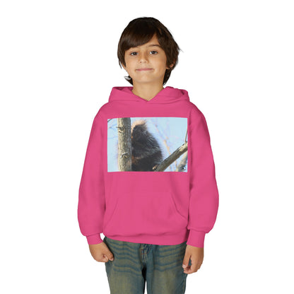 Youth Hoodie with Tree-Climbing Porcupine Photo – Cute Wildlife Kids Sweatshirt