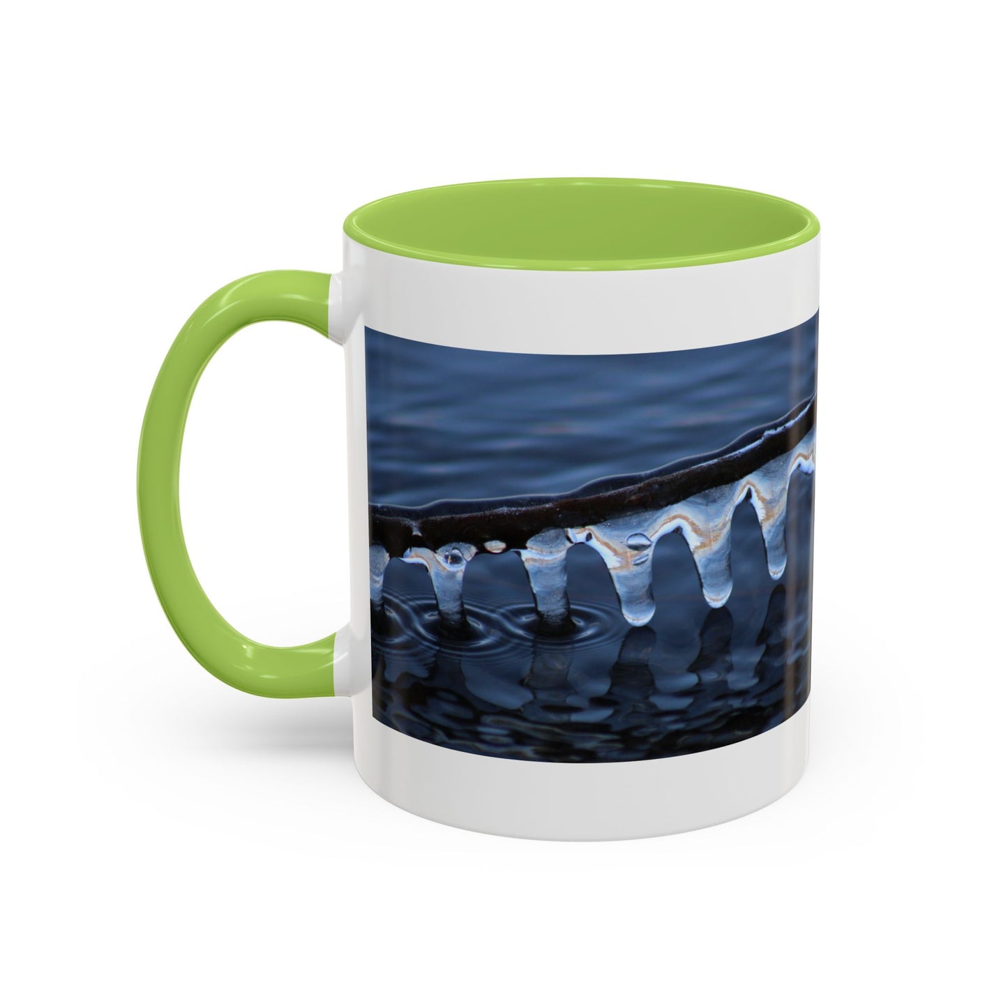 Blue Icicle Wave Accent Coffee Mug — Winter Water Photography 11/15oz