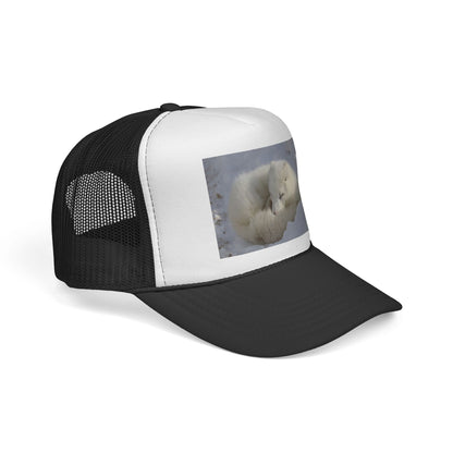 Arctic Fox Trucker Cap — Cute Sleeping Fox Photo Mesh Hat