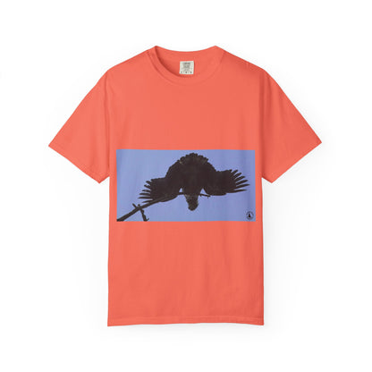 Aerial Raven: Black Wing Silhouette, Overhead Flight Perspectivephotography shirts