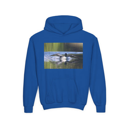 Youth Hoodie with Swimming Otter Photo – Cute Wildlife Kids Sweatshirt