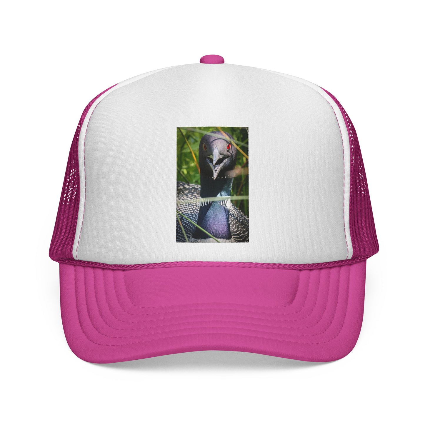 Peacock Portrait Trucker Cap — Colorful Bird Photo Mesh Hat