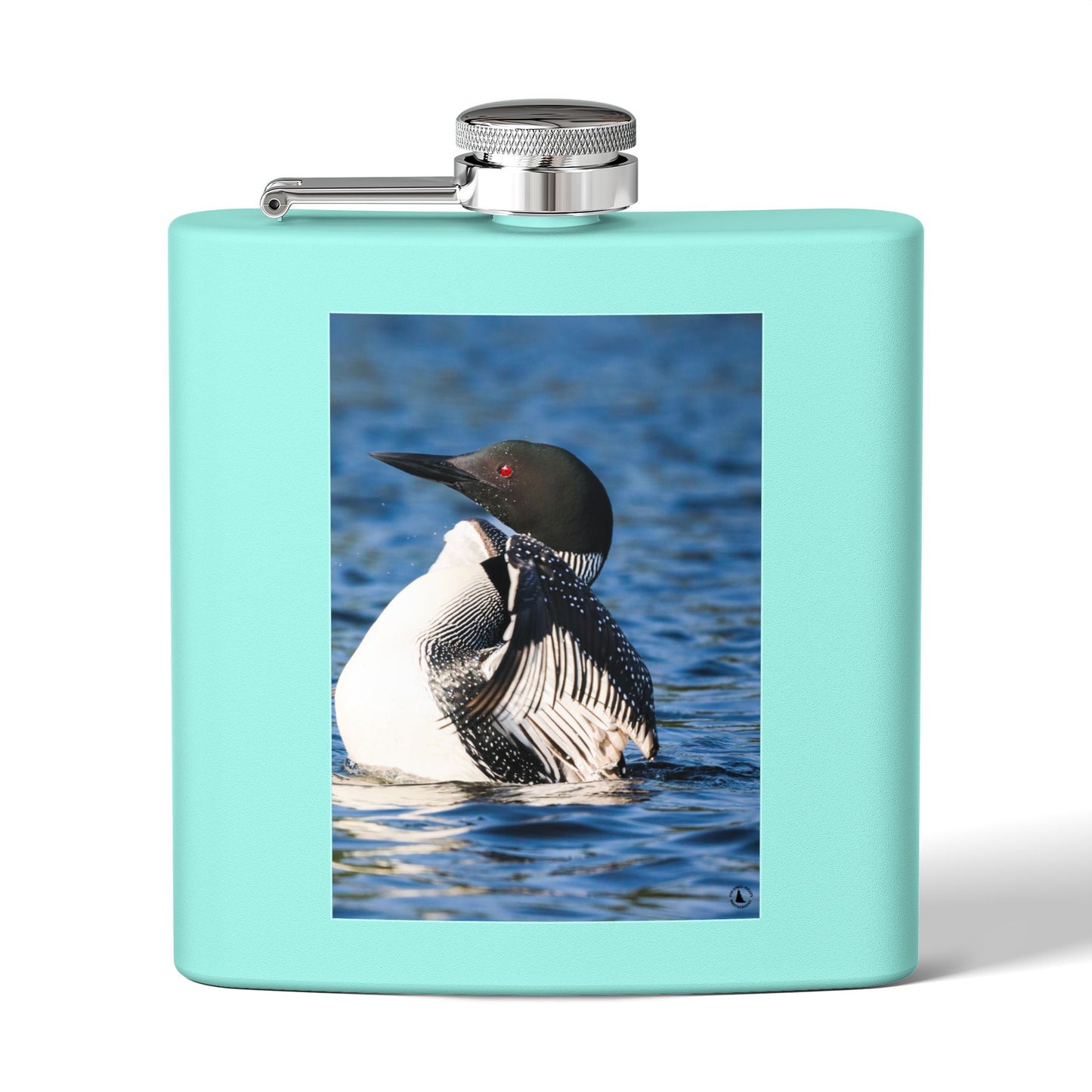 Loon Photo Stainless Steel Flask — 6oz Wildlife Waterfowl Hip Flask