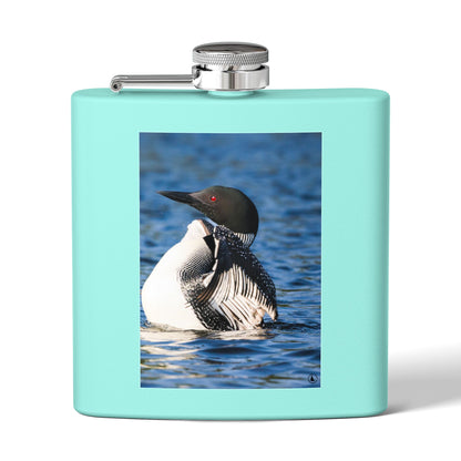 Loon Photo Stainless Steel Flask — 6oz Wildlife Waterfowl Hip Flask