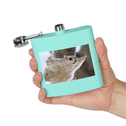 Squirrel Stretch Photo Flask — 6oz Stainless Steel Pocket Flask